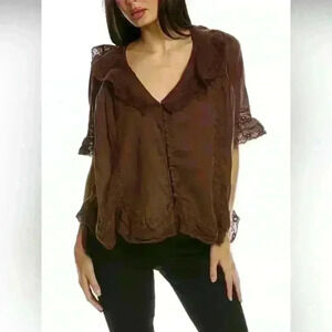 FREE PEOPLE 
Isn't She Lovely Top - Brown NWOT